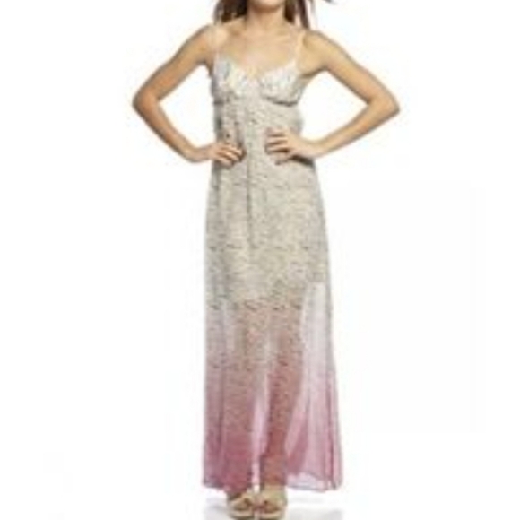 Gypsy 05 Tigra Maxi Dress Silk Tiered Leopard Print Gray Cream Size Small - Picture 7 of 9